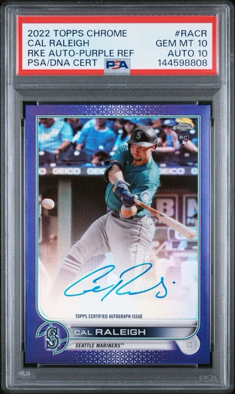 2022 Topps Cal Raleigh Purple Auto /250 PSA 10/Auto 10. Pop 6!