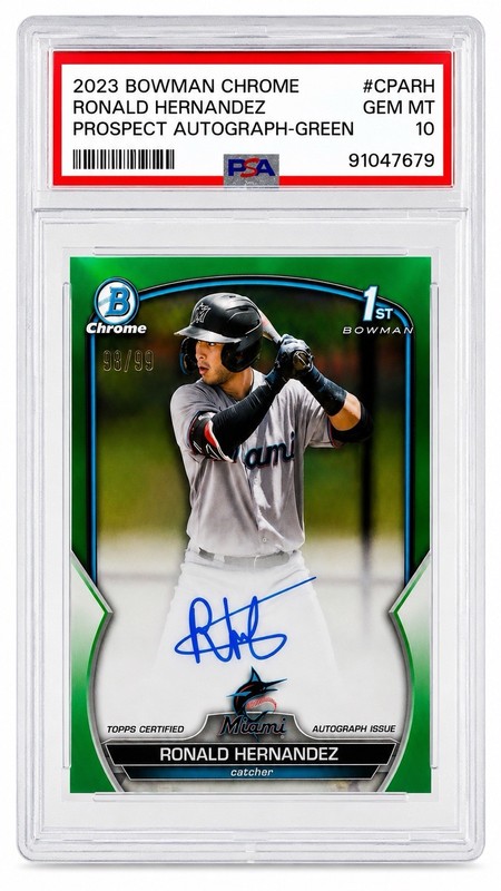 Ronald Hernandez Green Auto /99 PSA 10 💎 2023 Bowman Chrome Pop 8