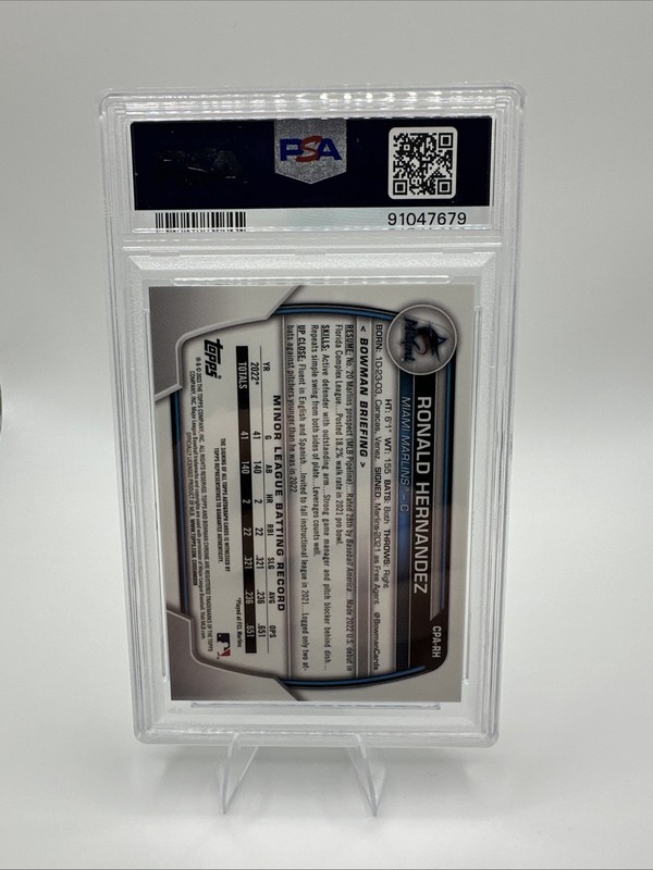 Ronald Hernandez Green Auto /99 PSA 10 💎 2023 Bowman Chrome Pop 8 view 2