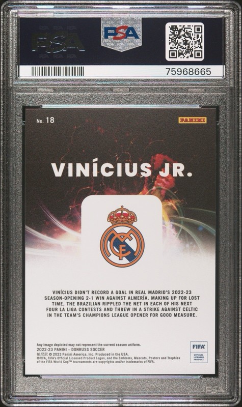 2022 PANINI DONRUSS FIFA NIGHT MOVES #18 VINICIUS JR. PSA 10 view 2