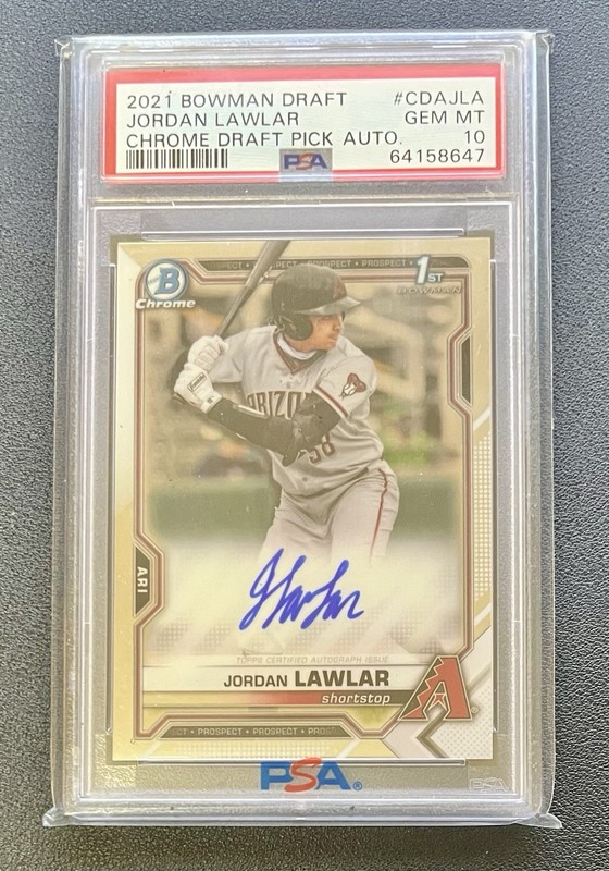 2021 Bowman Draft Chrome 1st Auto Jordan Lawlar PSA 10 #CDA-JLA Diamondbacks