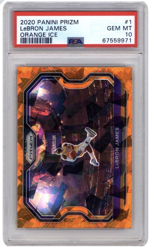 2020 Panini Prizm #1 LeBron James ORANGE ICE PSA 10 Gem Mint Dunk
