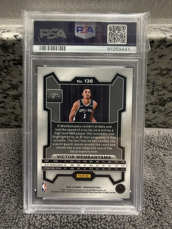 Victor Wembanyama PSA 10 2023-24 Panini Prizm Base Rookie Card RC #136 Spurs Gem view 2