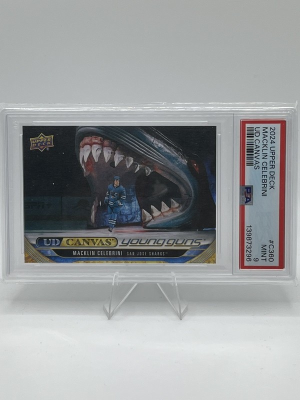 2024-25 Upper Deck UD Canvas Young Guns Macklin Celebrini PSA 9 RC