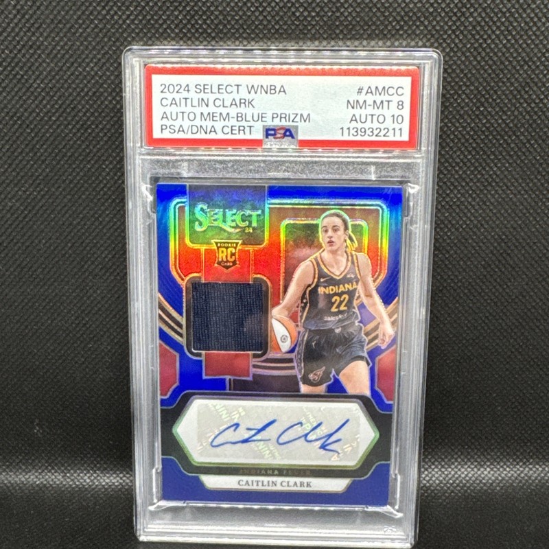 2024 Select WNBA Blue Caitlin Clark ROOKIE PATCH AUTO /49 #AMCC PSA 8 AUTO 10