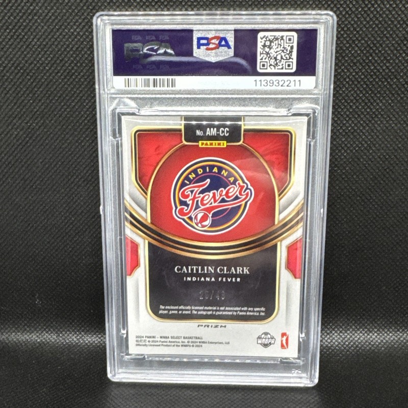 2024 Select WNBA Blue Caitlin Clark ROOKIE PATCH AUTO /49 #AMCC PSA 8 AUTO 10 view 2