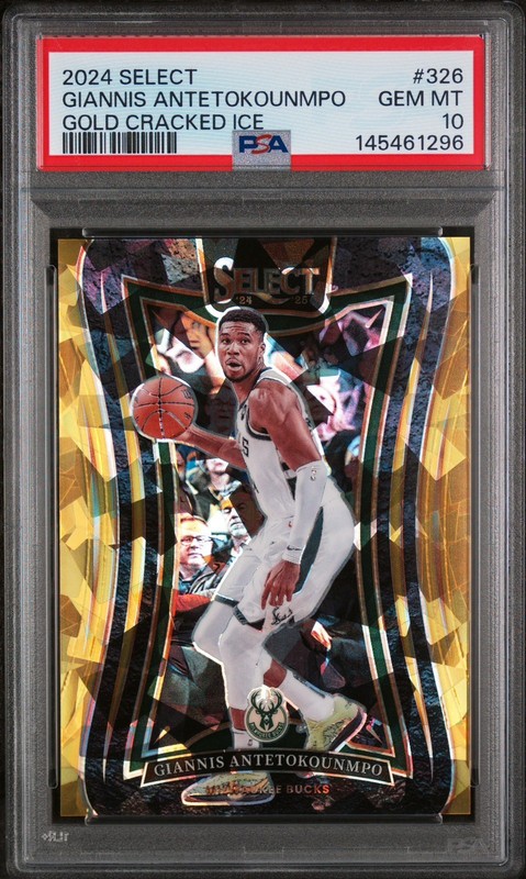 2024 PANINI SELECT GOLD CRACKED ICE #326 GIANNIS ANTETOKOUNMPO 2/10 PSA 10