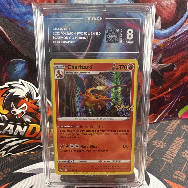 TAG 8 Charizard 2022 Pokemon GO 010/078 Holo Rare English Graded view 2