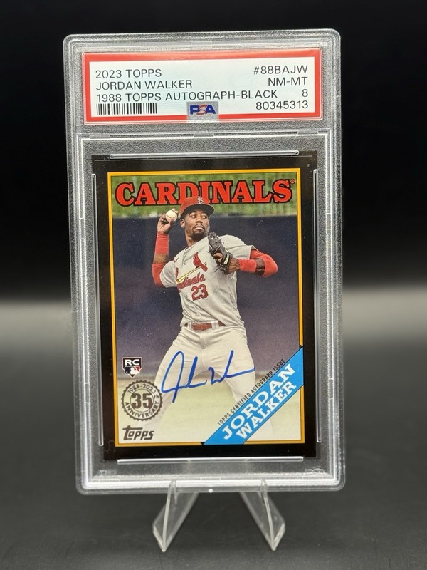 Jordan Walker Rookie Auto 2023 Topps 1988 Black /199 PSA 8 Cardinals RC