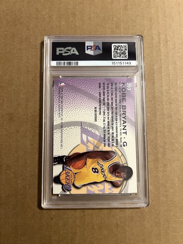 Fleer 1996-97 Kobe Bryant Lakers Rookie #203 PSA 9 *Read Desc. view 2