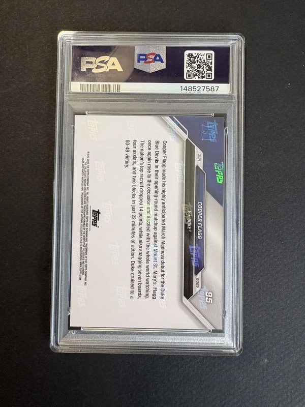 2024 Bowman U Now Cooper Flagg #95 March Madness PSA 10 Duke Blue Devils view 2