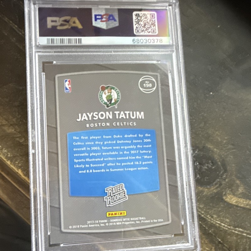 Panini 2017-18 Donruss Optic Rated Rookie Jayson Tatum #198 PSA 10 view 2