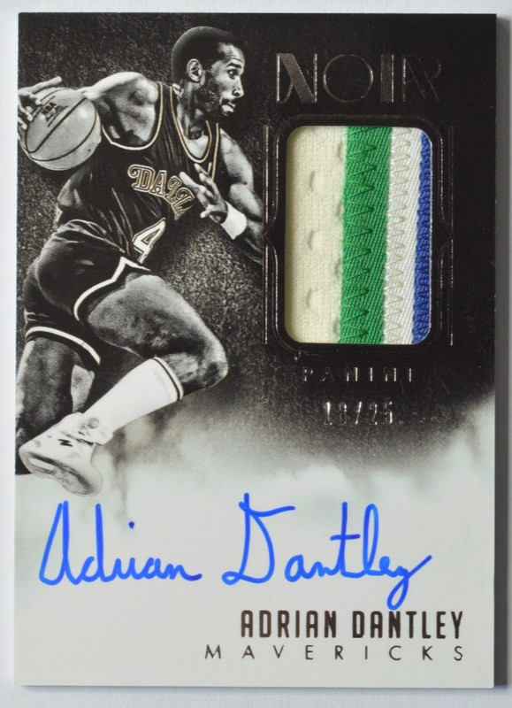 2014-15 Adrian Dantley Panini Noir SSP /25 Game Worn Patch & On Card Auto #ABW