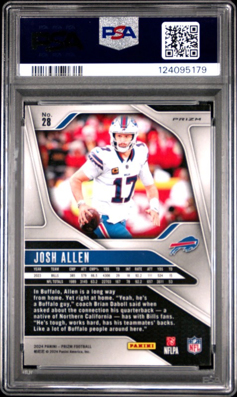 Josh Allen - 2024 Panini Prizm Green PSA 9 view 2
