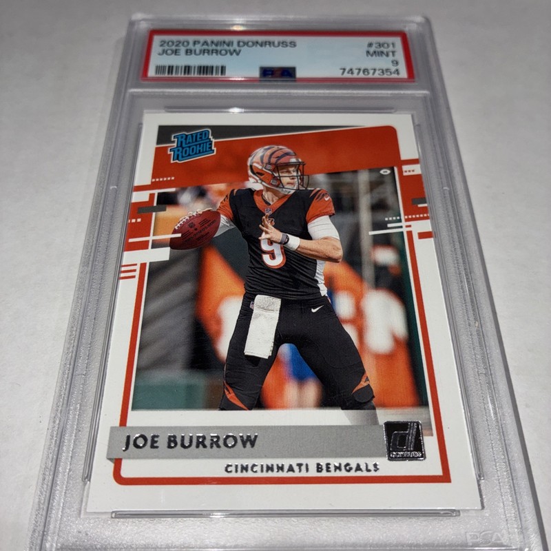 JOE BURROW CINN BENGALS NFL DONRUSS RATED ROOKIE BASE PSA 9 MINT 2020