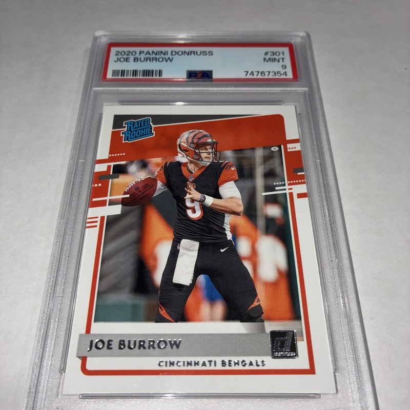 JOE BURROW CINN BENGALS NFL DONRUSS RATED ROOKIE BASE PSA 9 MINT 2020 view 2