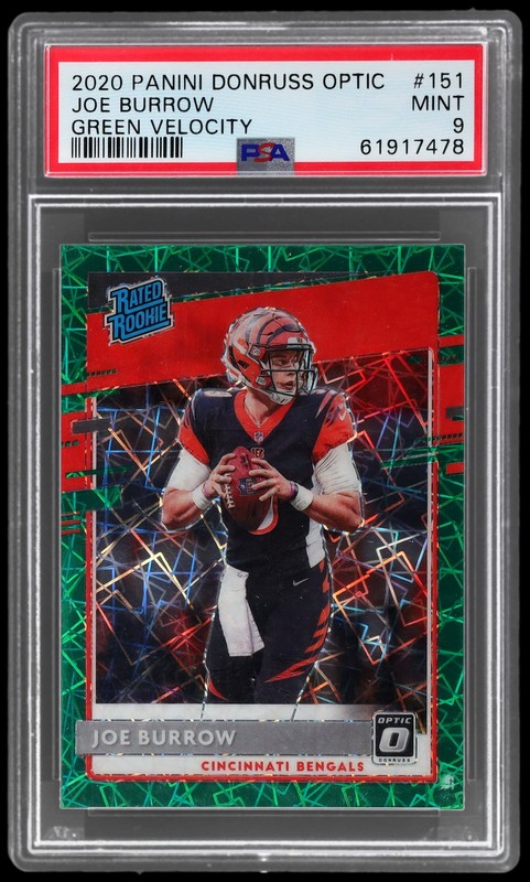 2020 Donruss Optic Joe Burrow #151 PSA 9 RC Rated Rookie Green Velocity Football