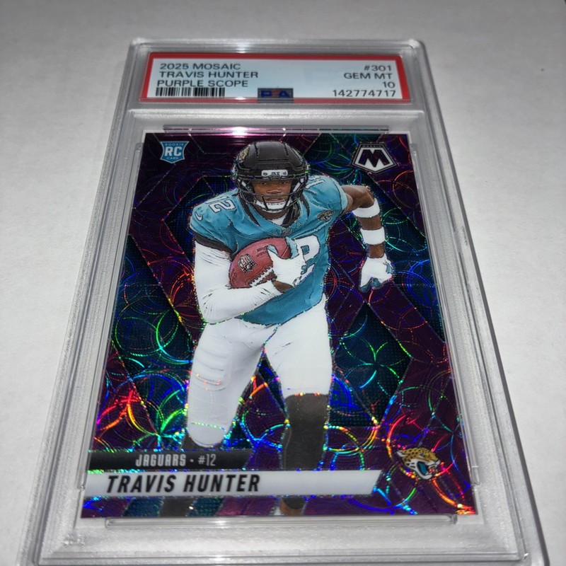 TRAVIS HUNTER JAX JAGUARS NFL PURPLE SCOPE SP PSA 10 GEM MT 2025