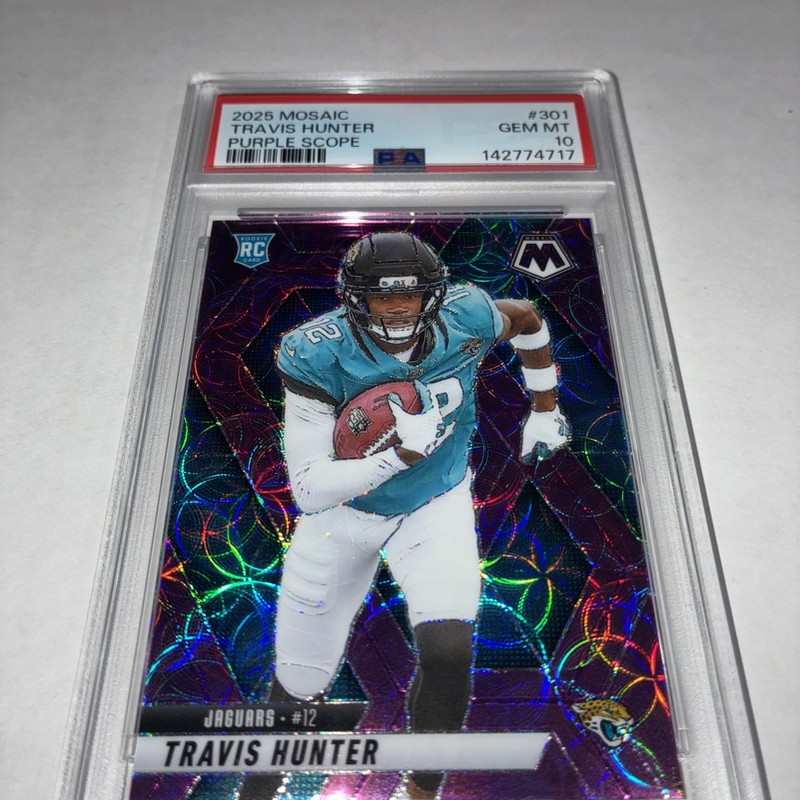 TRAVIS HUNTER JAX JAGUARS NFL PURPLE SCOPE SP PSA 10 GEM MT 2025 view 2