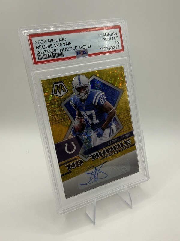 Panini 2022 Mosaic Reggie Wayne No Huddle Autographs Gold Prizm /10 PSA 10