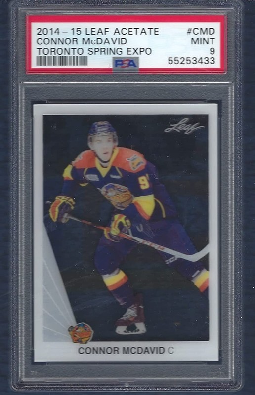 CONNOR MCDAVID LEAF ACETATE SPRING EXPO PRE ROOKIE GRADED PSA MINT 9 ONLY 46 10s