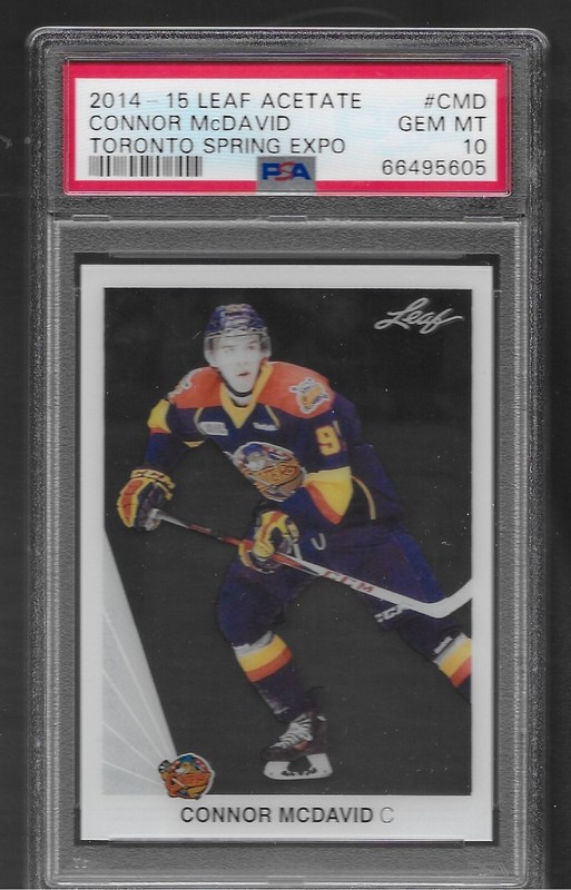 CONNOR MCDAVID LEAF ACETATE SPRING EXPO PRE ROOKIE GRADED PSA 10 GEM MINT POP 49