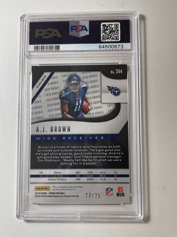 AJ Brown /25 RC auto red shimmer PSA 10 2019 #344🔥🔥🔥! view 2