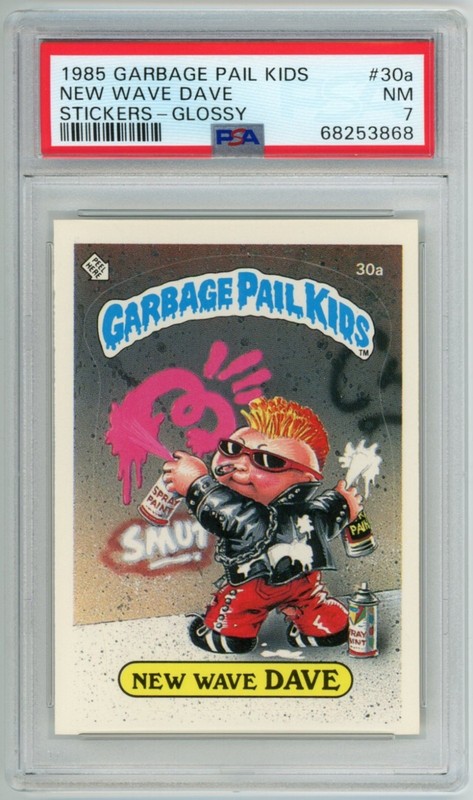 1985 Topps OS1 Garbage Pail Kids Series 1 NEW WAVE DAVE 30a GLOSSY Card PSA 7 NM