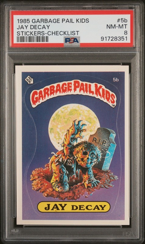1985 Topps OS1 Garbage Pail Kids Series 1 Jay Decay 5b CHECKLIST Matte PSA 8 NM