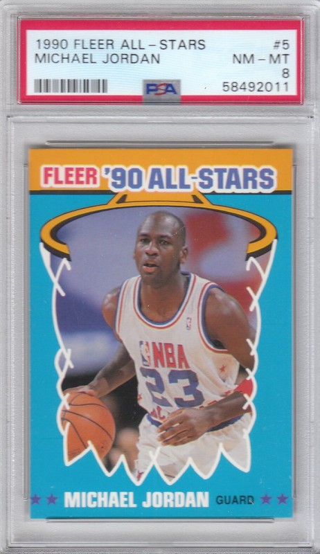 1990 Fleer Basketball Bulls Michael Jordan All-Stars Card #5 PSA 8 NM-MT QTTY