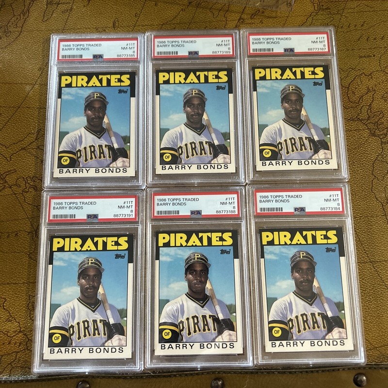 1986 Topps Traded Barry Bonds Rookie Card #11T PSA 8 HOF view 2