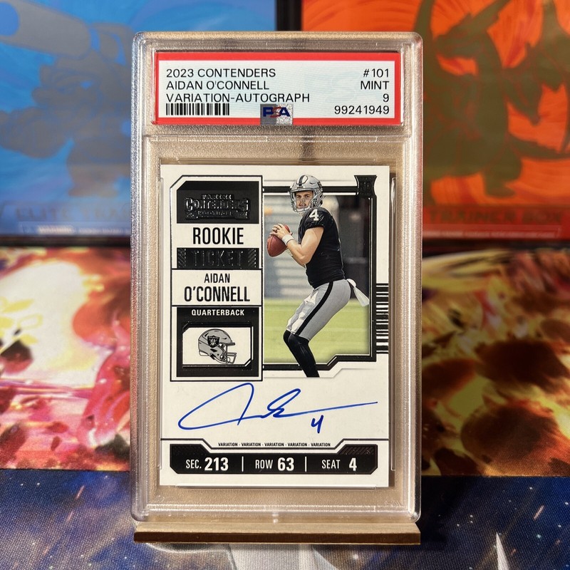 2023 Contenders Aidan O’Connell Variation Rookie Ticket Autograph PSA 9