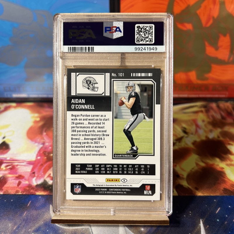 2023 Contenders Aidan O’Connell Variation Rookie Ticket Autograph PSA 9 view 2