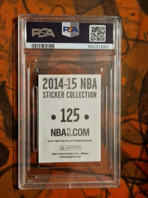 Giannis Antetokounmpo 2014 Panini NBA Stickers Rookie #125 PSA 8 NM-MT view 2