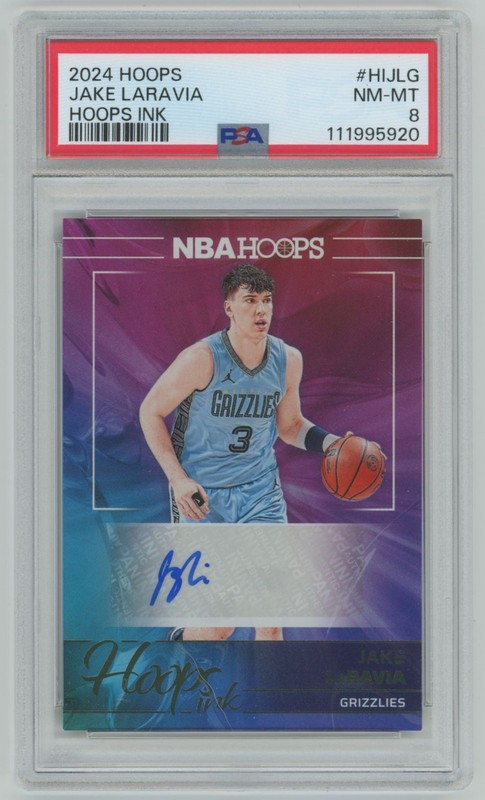 2024-25 NBA Hoops Hoops Ink Jale Laravia Auto PSA 8 Memphis Grizzlies #HI-JLG