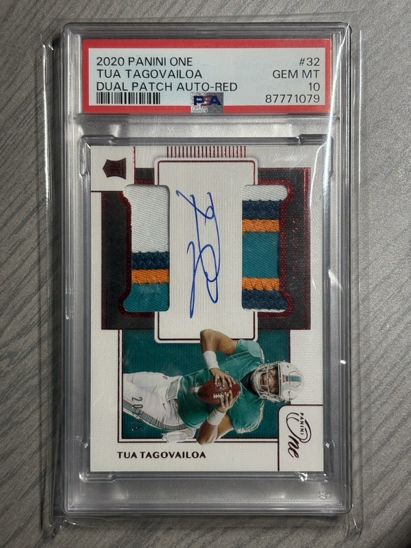 TUA TAGOVAILOA 2020 PANINI ONE RPA ROOKIE DUAL PATCH RED AUTO /25 PSA 10 Gem MT