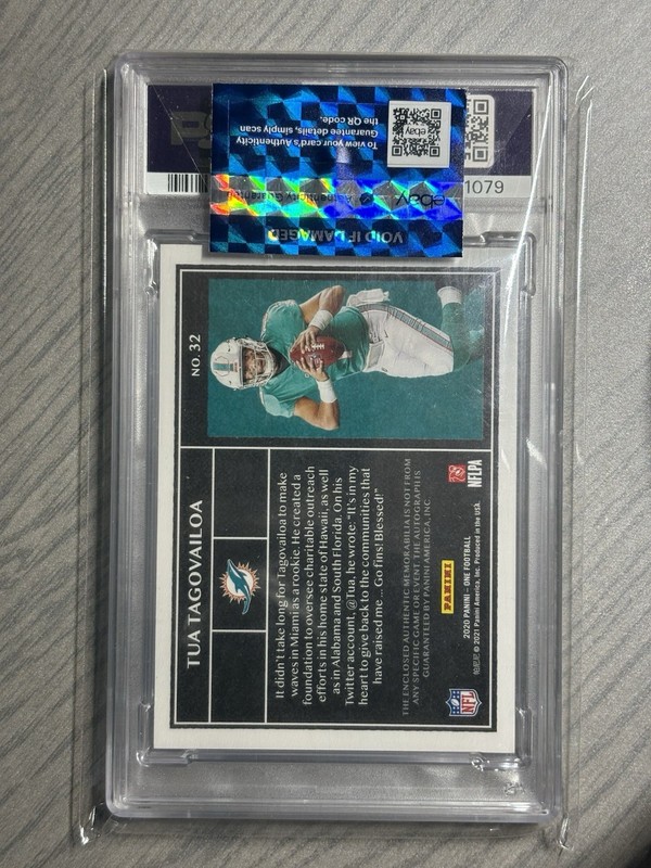 TUA TAGOVAILOA 2020 PANINI ONE RPA ROOKIE DUAL PATCH RED AUTO /25 PSA 10 Gem MT view 2
