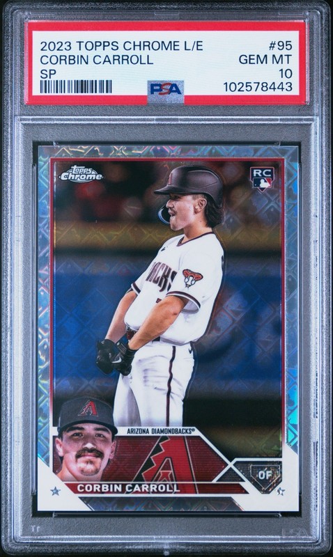 2023 Topps Chrome Logofractor Corbin Carroll #95 SP Image Variation PSA 10 RC
