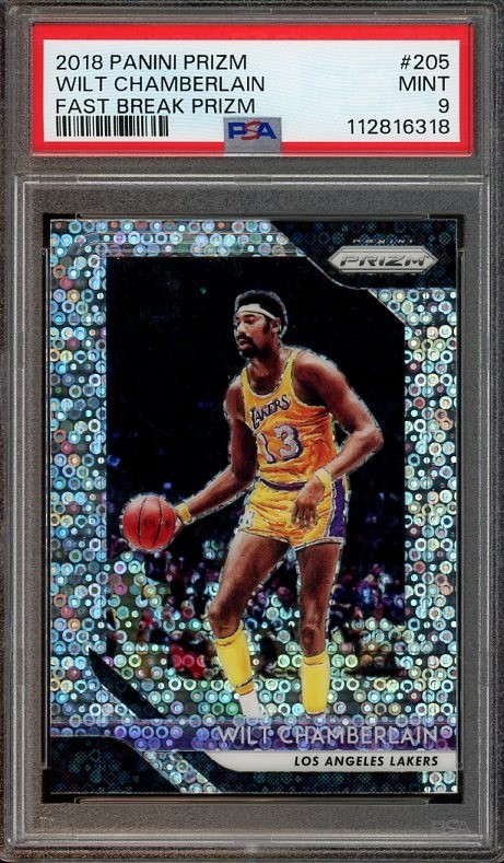 2018 Panini Prizm #205 Wilt Chamberlain Fast Break PSA 9 HOF Nice Lakers 6318