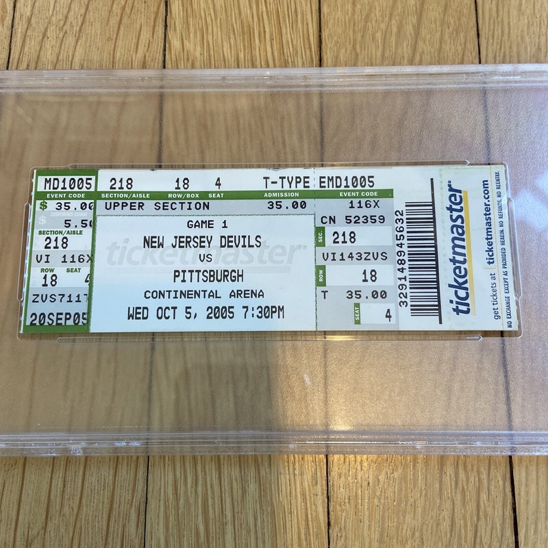 2005 Sidney Crosby NHL Debut 1st Game Ticket 10-5-2005 PSA 7 Full Ticket!! view 2