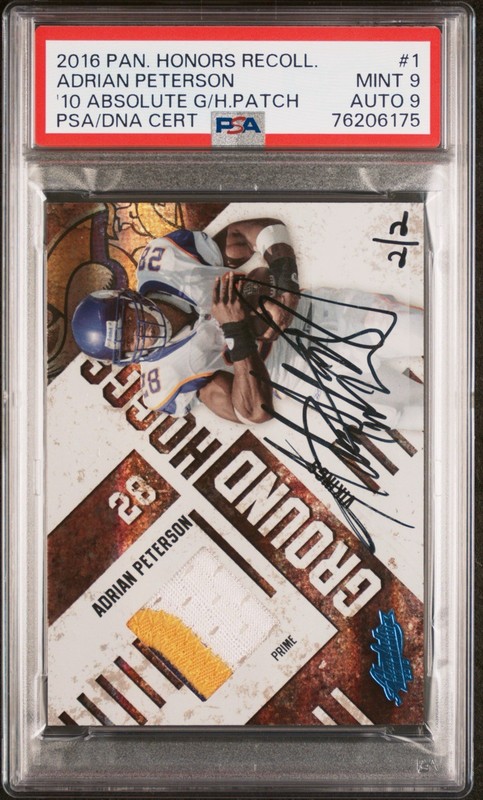 Adrian Peterson- 2010 Absolute Game-Worn Patch Auto Serial #2/2  ON CARD AUTO!! 