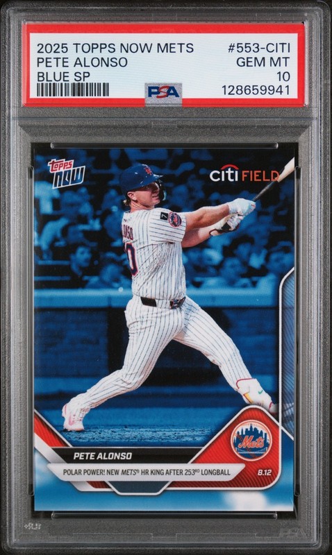 2025 Topps Now Citi Field Exclusive Blue #553 Pete Alonso Mets SP PSA 10