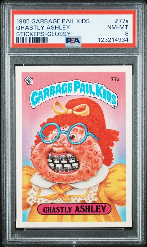 1985 Topps Garbage Pail Kids Series 2 OS2 77a GHASTLY ASHLEY Glossy PSA 8 NM-MT