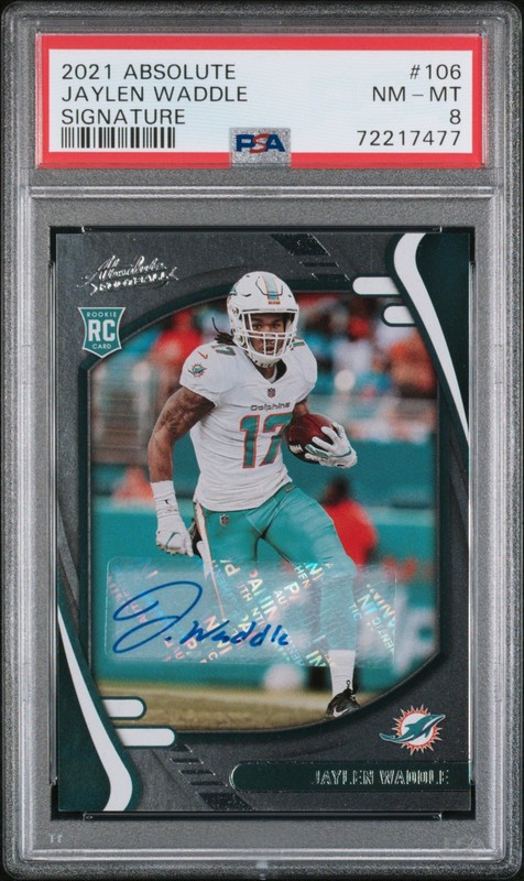 2021 Panini Absolute Football Signature Jaylen Waddle PSA 8 NM-MT Rookie Auto RC