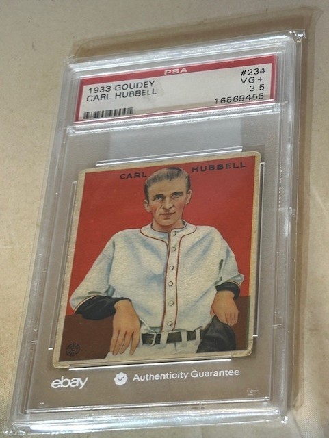 1933 GOUDEY #234 CARL HUBBELL PSA VG + 3.5 NEW YORK GIANTS BASEBALL CARD.