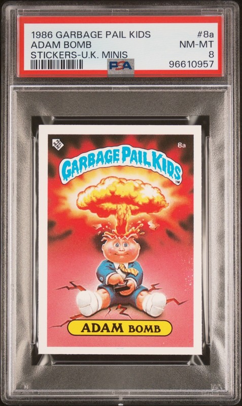 1986 Garbage Pail Kids OS1 Series 1 UK Mini ADAM BOMB 8a Card PSA 8 NM-MT