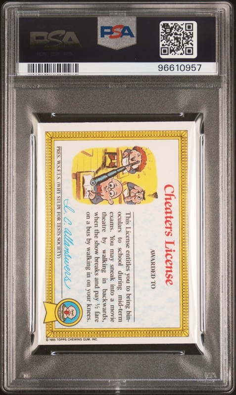 1986 Garbage Pail Kids OS1 Series 1 UK Mini ADAM BOMB 8a Card PSA 8 NM-MT view 2