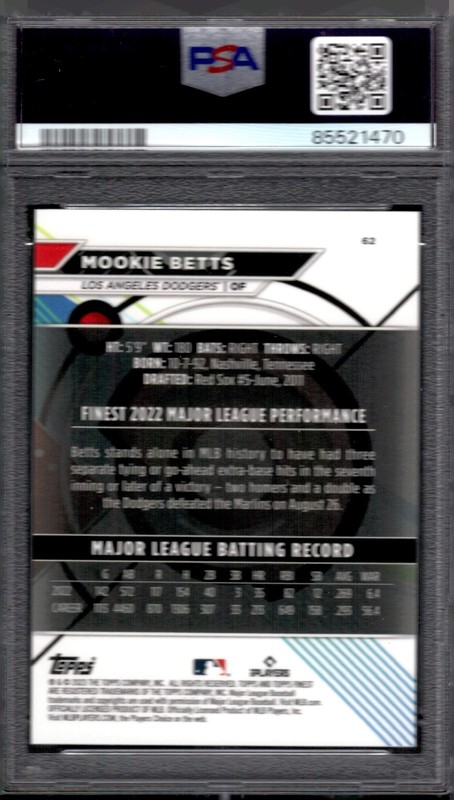 2023 Topps Finest MOOKIE BETTS Gold Mini Diamond /50 PSA 10 GEM MINT RARE view 2