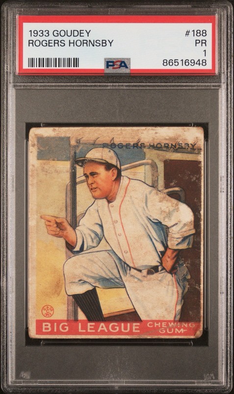 1933 Goudey - #188 Rogers Hornsby- PSA 1