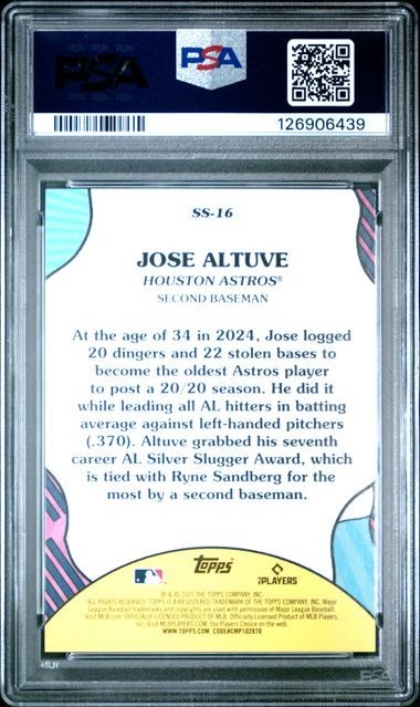 2025 Topps Series 2 Summer Superstars #SS-16 Jose Altuve Houston Astros PSA 10 view 2